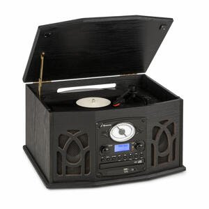 Auna NR-620, DAB, stereo systém, dřevo, gramofon, DAB +, přehrávač CD, černý