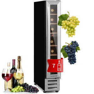 Klarstein Vinovilla 7, built-in, Uno, vestavěná chladnička na víno, sklo, nerezová ocel