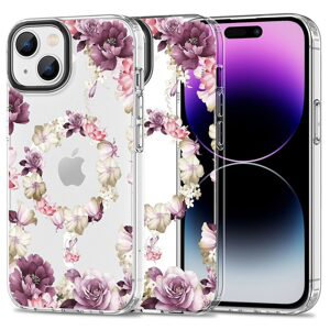 Tech-Protect Magmood, iPhone 15, růžové květiny