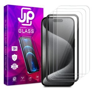JP Long Pack Tvrzených skel, 3 skla na telefon s aplikátorem, iPhone 15 Pro
