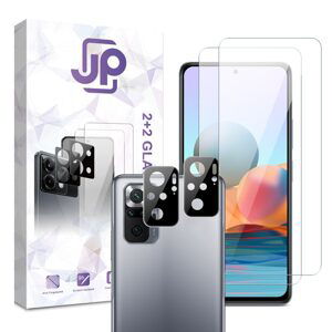 JP Combo pack, Sada 2 tvrzených skel a 2 sklíček na fotoaparát, Xiaomi Redmi Note 10