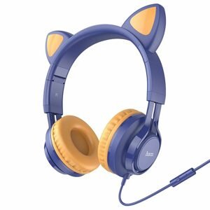 Hoco W36 Cat Ear Sluchátka s mikrofonem, tmavě modrá