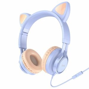 Hoco W36 Cat Ear Sluchátka s mikrofonem, světle modrá