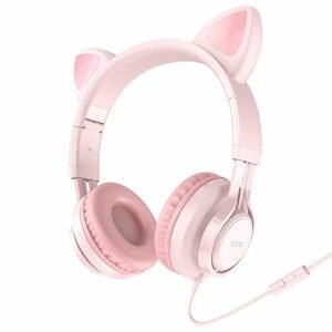 Hoco W36 Cat Ear Sluchátka s mikrofonem, růžová