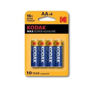 Baterie Kodak AA MAX alkalická 4 ks, blistr