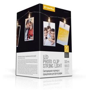 COLORWAY LED fotokolíčky / 20 LED / délka 3 m / teplá bílá/ napájení 3x AA