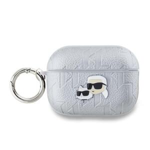 Karl Lagerfeld PU Embossed Karl and Choupette Heads Pouzdro pro AirPods Pro 2 Silver