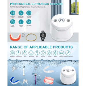 Čistič zubních protéz 210ml / kartáčků / saviček / šperků 45kHz ultrazvukový čistič UV C 360°