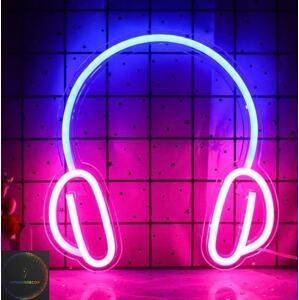 HEADPHONES (Sluchátka) - Neonové LED svítící logo na zeď