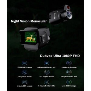 Digitální monokulár 5x optický / 10x digitální zoom s barevným nočním viděním - Duovox Ultra 1080P