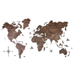 Mapa na stěnu - Barva tmavý ořech 100 cm x 60 cm