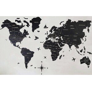 Nástěnná mapa dřevěná - Barva černá 100 cm x 60 cm