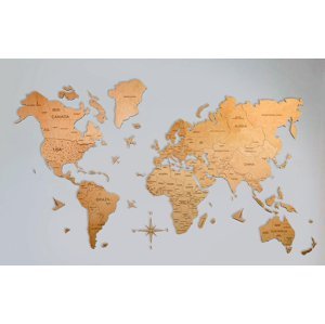 Mapy na stěnu dřevěné - Barva světlé dřevo 150 cm x 90 cm