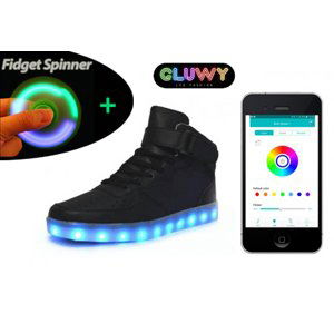 Svítící boty sneakers černé - ovládání přes bluetooth na mobilu