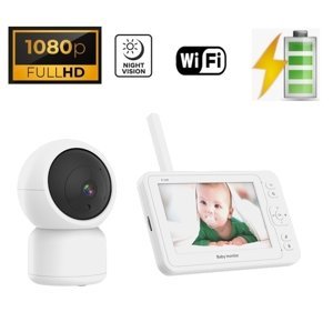 Video Baby monitor - Wifi SET - 5" LCD + FULL HD kamera s otáčením s IR LED + VOX + Teploměr
