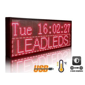 Reklamní LED panel s pohyblivým textem - 76 cm x 27 cm červený