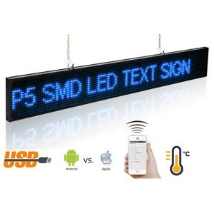 LED displej s běžícím textem wifi - 66 cm x 9,6 cm - modrý