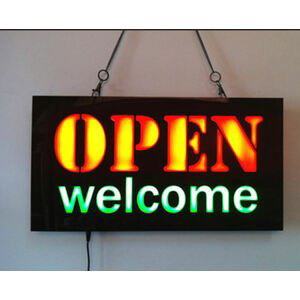 Světelný LED panel "OPEN welcome" 43 cm x 23 cm