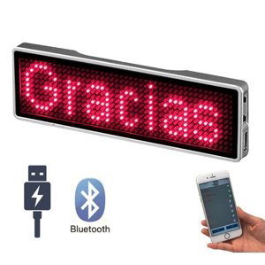 LED jmenovka na mobil s bluetooth ovládání přes APP - červená 9,3 cm x 3,0 cm