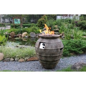 Plynové ohniště do zahrady či na terasu - antická nádoba či sud (litý beton)