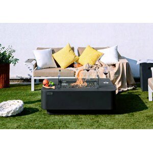 Zahradní konferenční stolek na terasu + plynové ohniště 2v1 - Tmavě šedý