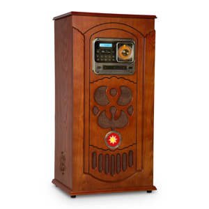 Auna Musicbox, jukebox, gramofon, CD přehrávač, BT, USB, SD, FM tuner, dřevo