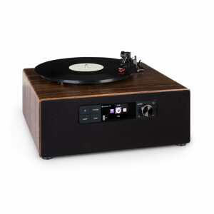 Auna Connect Vinyl Cube, gramofon, 40 W max., internet/DAB+/FM, USB, hnědý