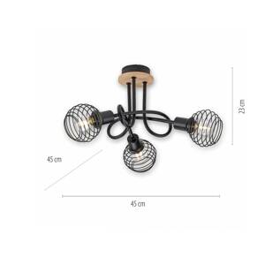 Leuchten Direkt Stropní svítidlo Eugen 3 zdroje s dřevěným dekorem
