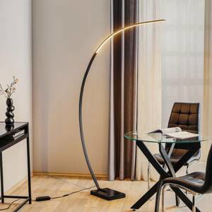 Trio Lighting LED oblouková stojací lampa Bangkok, černá matná