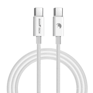 RhinoTech kabel s nylonovým opletem USB-C na USB-C 60W 1M bílá