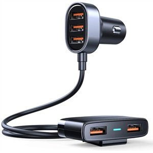 CL autonabíječka Joyroom JR-CL03 s 3x USB + 2x USB na kabelu 1,5m 6,2A černá