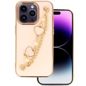 Pouzdro silikon Apple iPhone 14 Deco Chain Loop vzor 3 růžové
