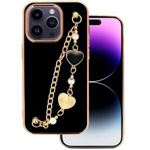 Pouzdro silikon Apple iPhone 14 Deco Chain Loop vzor 3 černé