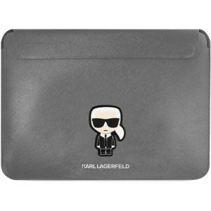 Pouzdro Karl Lagerfeld Saffiano Ikonik Computer Sleeve 16" Silver