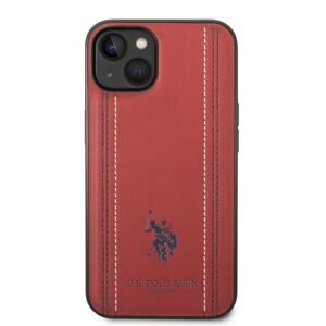 Pouzdro U.S. Polo PU Leather Stitched Lines iPhone 14 Red