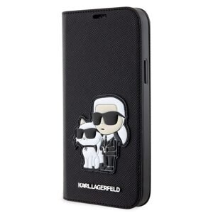 Pouzdro Book Karl Lagerfeld PU Saffiano Karl and Choupette NFT pro Apple iPhone 12/12 PRO Black