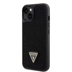 Pouzdro Guess Rhinestones Triangle Metal Logo kryt pro Apple iPhone 14 Black