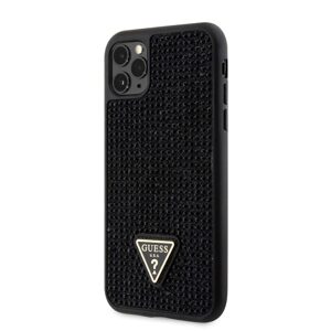 Pouzdro Guess Rhinestones Triangle Metal Logo kryt pro Apple iPhone 11 PRO Black