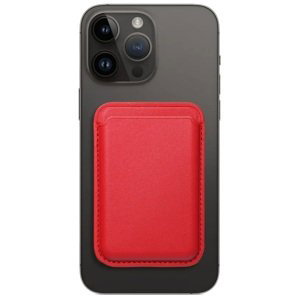 Pouzdro Leather Mag Wallet Magsafe kompatibilní peněženka, kreditní karty červená