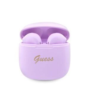 Sluchátka Bluetooth Guess True Wireless Script Logo BT5.3 6H Stereo Earphones Purple