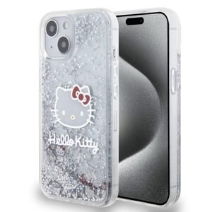 Pouzdro Hello Kitty Liquid Glitter Electroplating Head Logo pro Apple iPhone 12/12 PRO Transparent