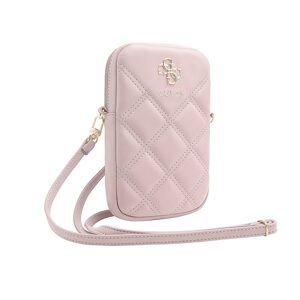 Pouzdro Guess PU Quilted 4G Metal Logo Wallet Phone Bag Zipper Pink