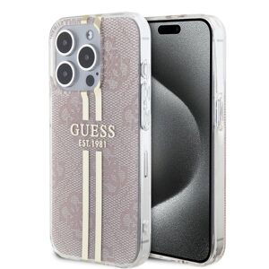 Pouzdro Guess IML 4G Gold Stripe zadní kryt Apple iPhone 15 PRO Pink