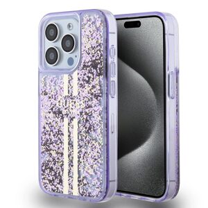 Pouzdro Guess PC/TPU Liquid Glitter Gold Stripe zadní kryt Apple iPhone 15 PRO Purple