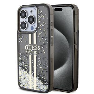 Pouzdro Guess PC/TPU Liquid Glitter Gold Stripe zadní kryt Apple iPhone 15 PRO Black