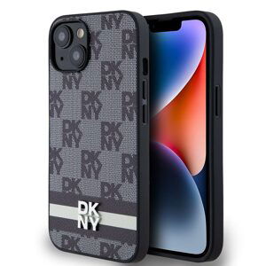 Pouzdro DKNY PU Leather Checkered Pattern and Stripe Apple iPhone 13 Black