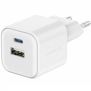 Nabíječka SWISSTEN Dual GaN USB-C 35W + USB-A 27W QC 4.0 POWER DELIVERY bílá