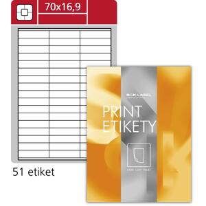 Samolepicí snímatelné etikety SK Label - bílé, 70,0 x 16,9 mm, 5 100 ks