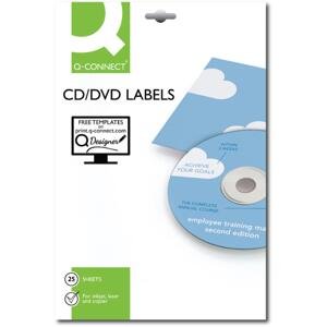 Etikety na CD/DVD Q-Connect - 117 mm, 2 x 25 ks, bílé
