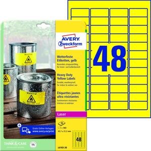 Polyesterové velmi odolné etikety Avery Zweckform -  žluté, 45,7 x 21,2 mm, 960 ks